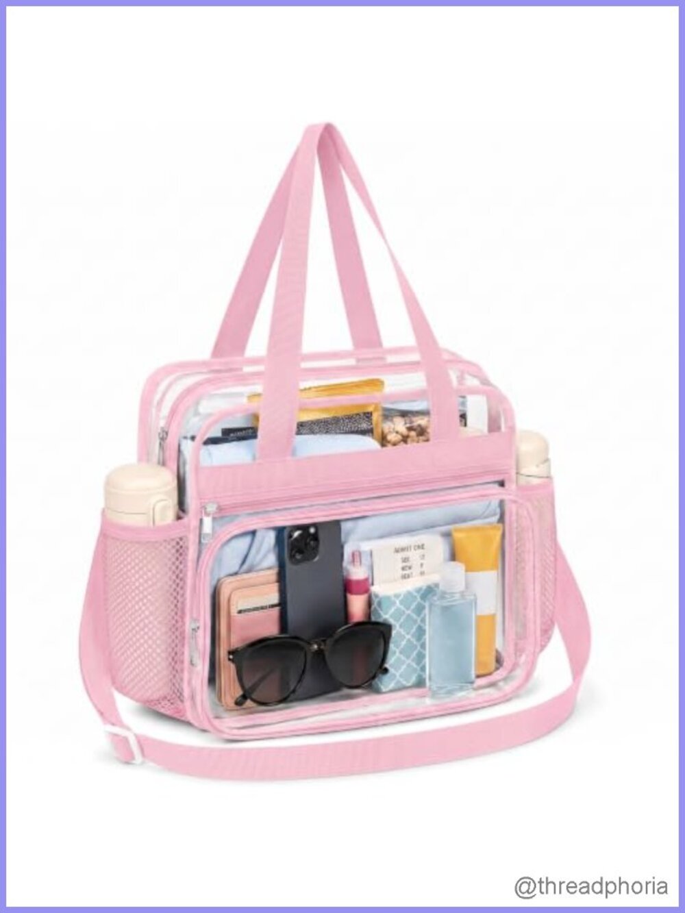Clear Tote Bag 12x12x6 PVC Stadium Approved Crossbody Lunch Bag